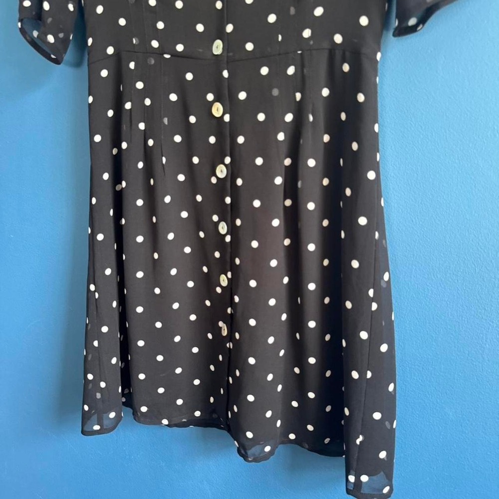 Aritzia Wilfred Polka Dot Dress Women's Size 6 Black White Button Front Twee - Picture 6 of 8